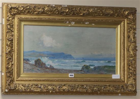 P. Macgrigor Wilsor, oil on canvas, Scottish coastal landscape, signed, 30 x 60cm